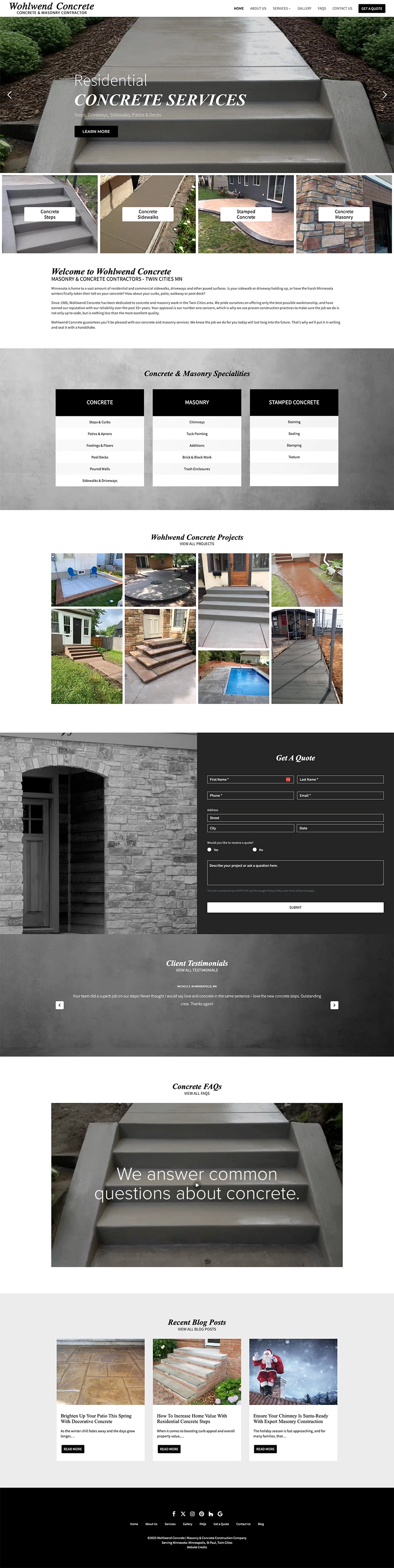 Wohlwend concrete full website redesign