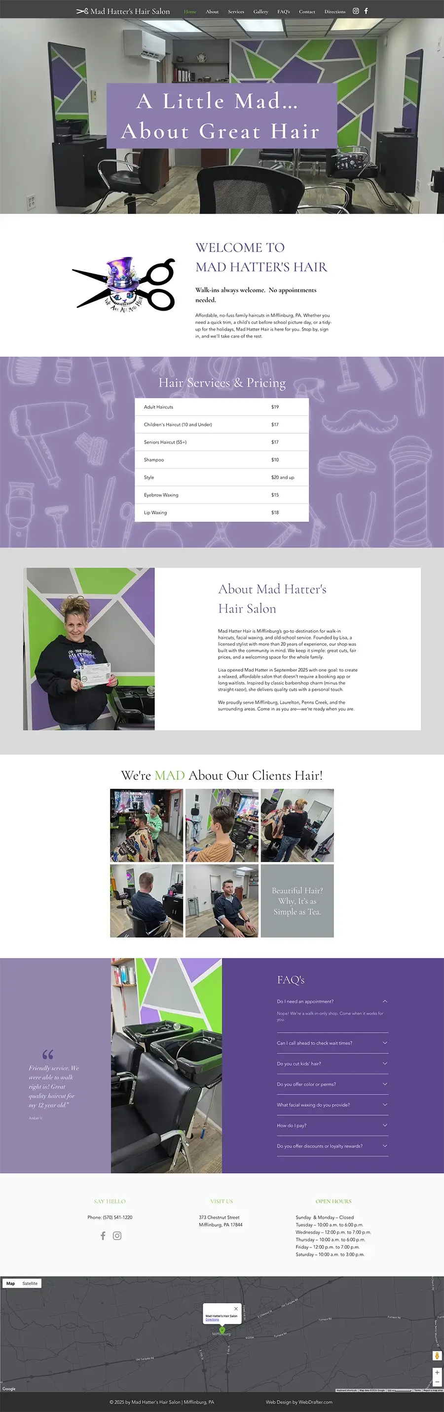 Mad Hatters Hair Salon Website