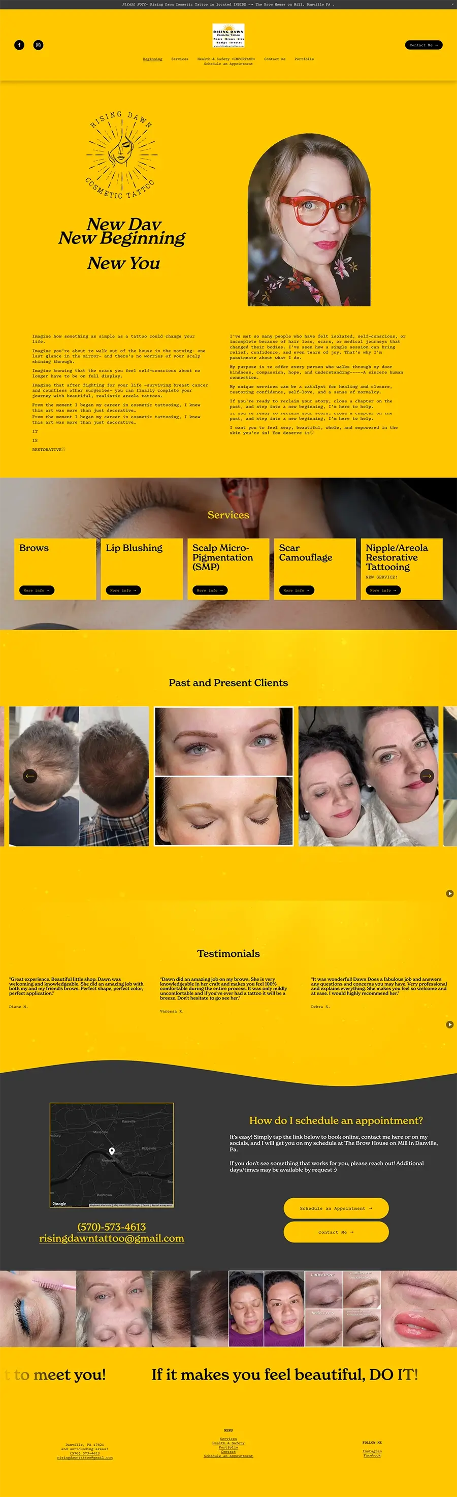 Rising Dawn Cosmetic Tattoo before website upgrade from WebDrafter