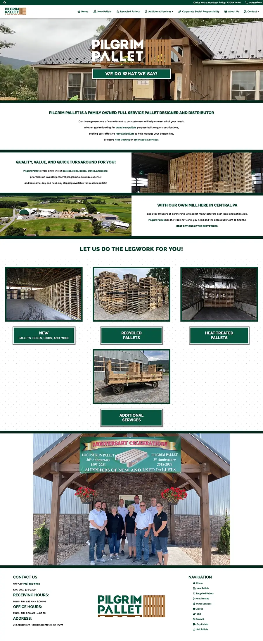 Pilgrim Pallet before the website redesign