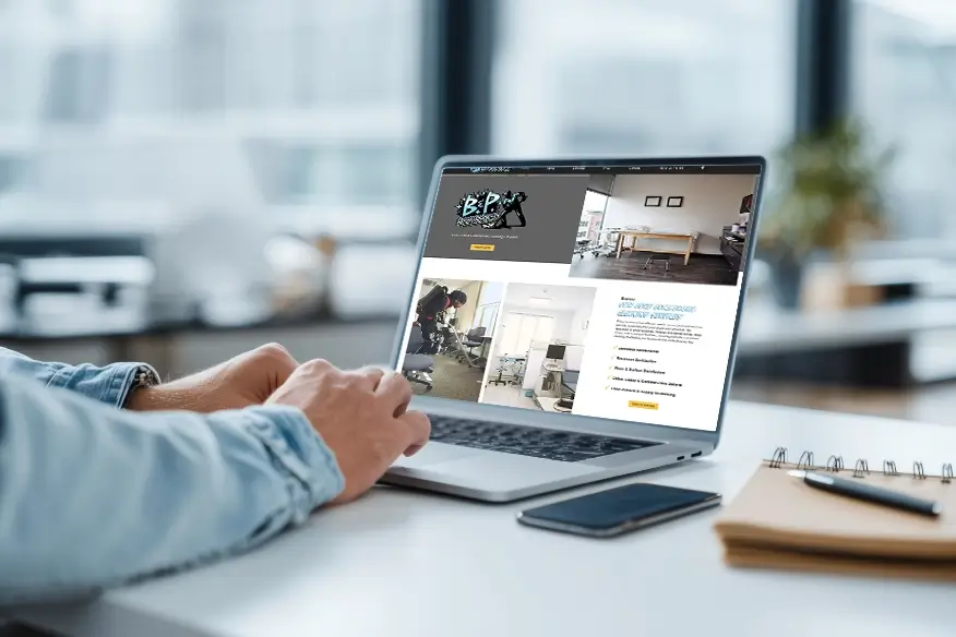 BP Commercial Cleaning Website Design on Laptop