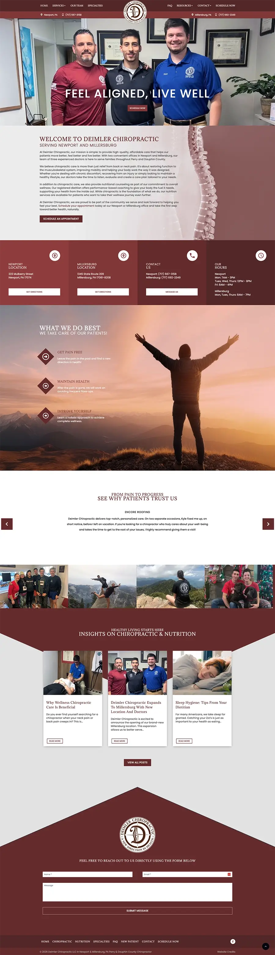 Deimler Chiropractic after the website was upgradedredesigned