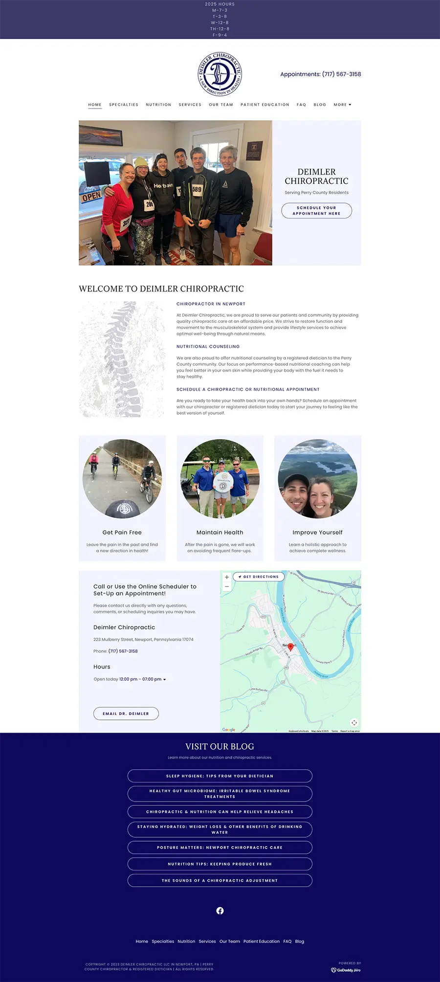Deimler Chiropractic Newport Before website refresh