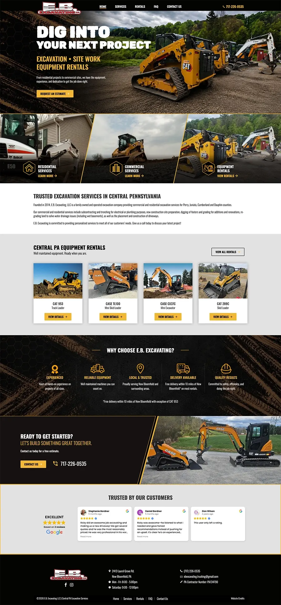 EB excavating llc after mobile responsive design updates