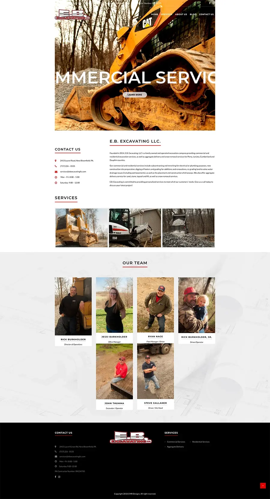 EB Excavating llc before responsive redesign