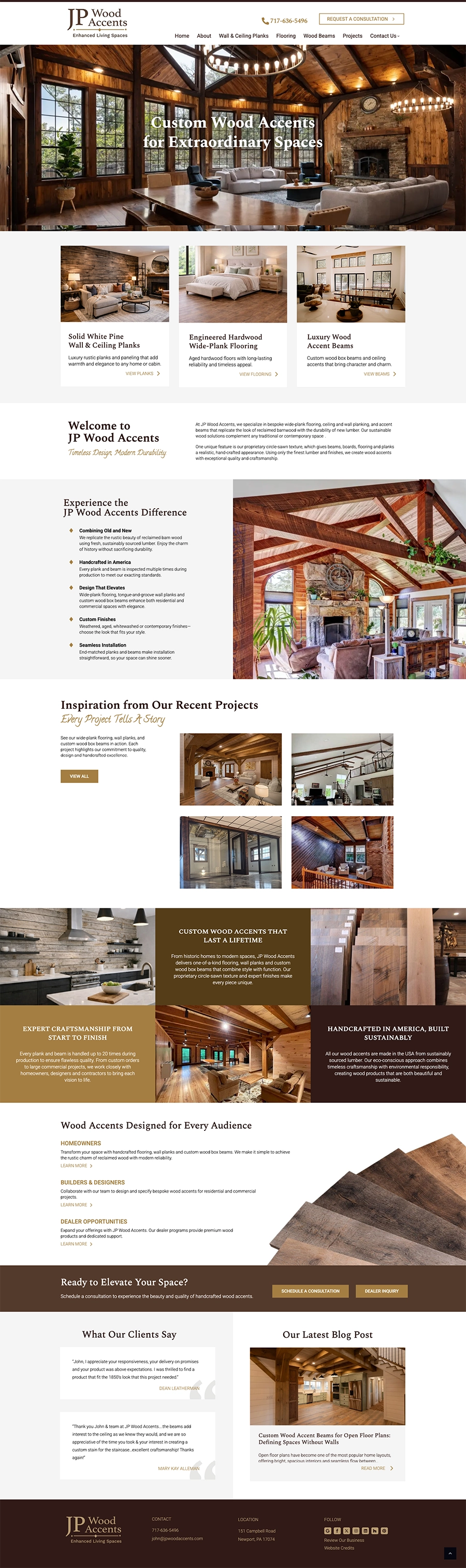 JP Wood Accents after the redesigned website