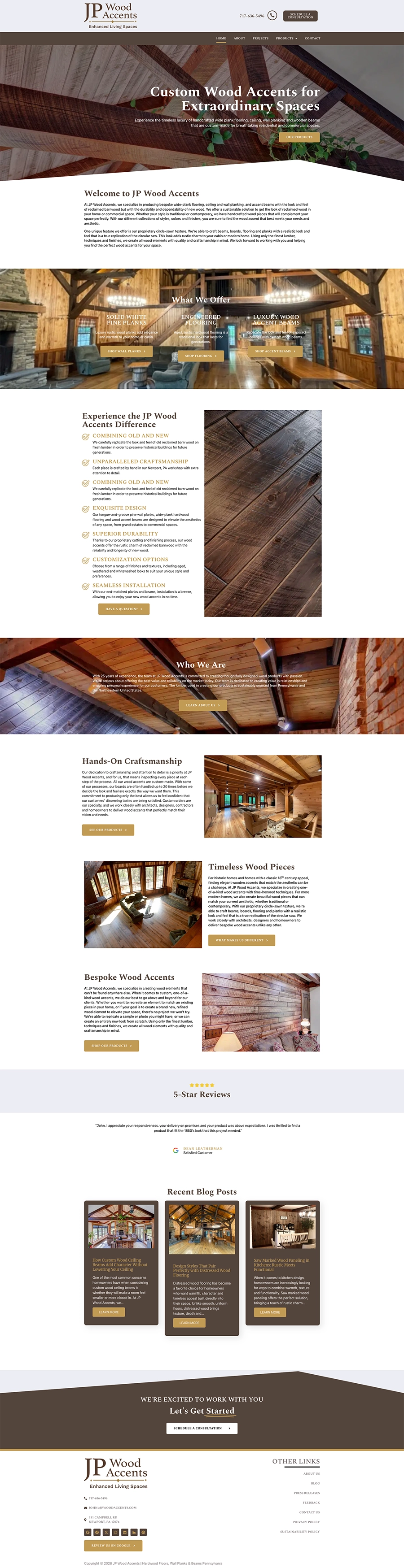 JP Wood Accents Before the website redesign