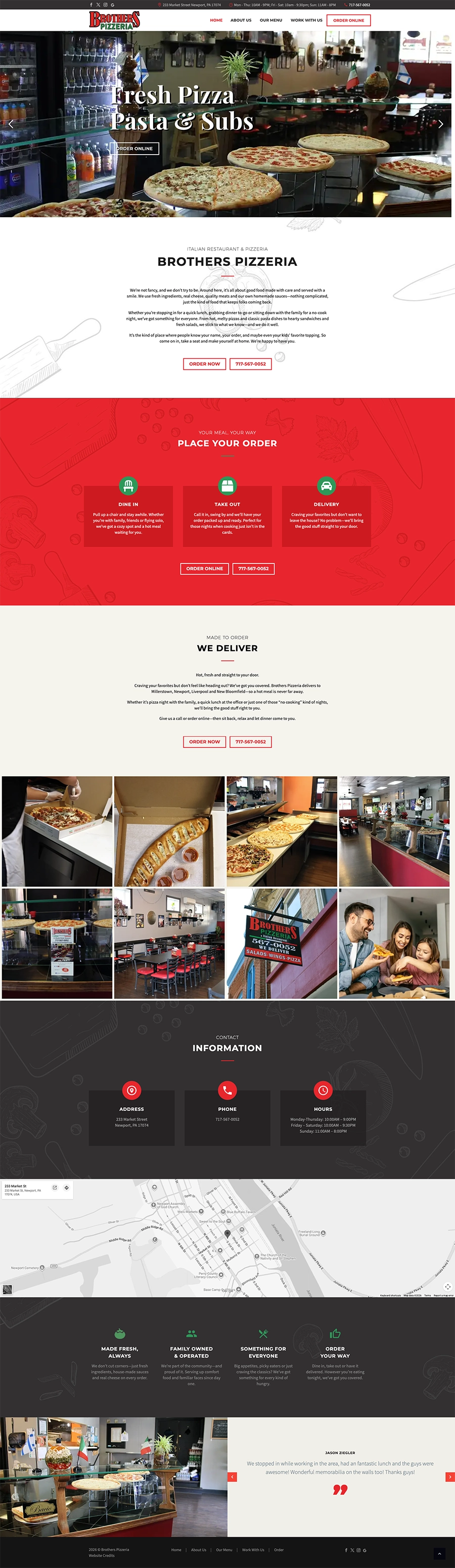 Brothers Pizzeria full screen redesign